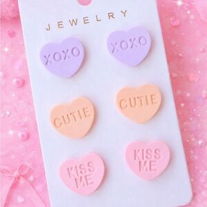 Heart Shaped Pastel Earrings Set